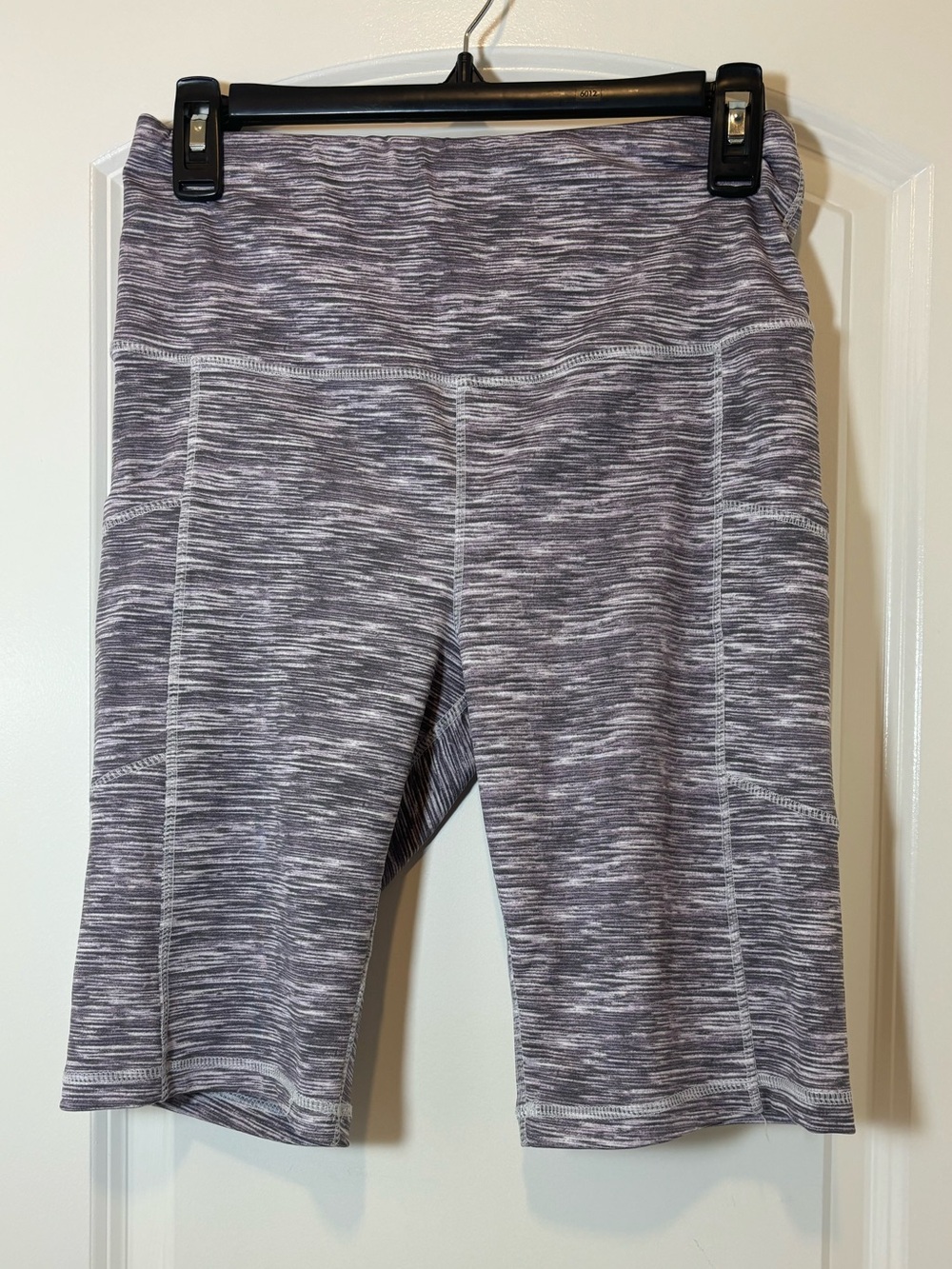 shosho Heathered Gray white and purple Active Shorts